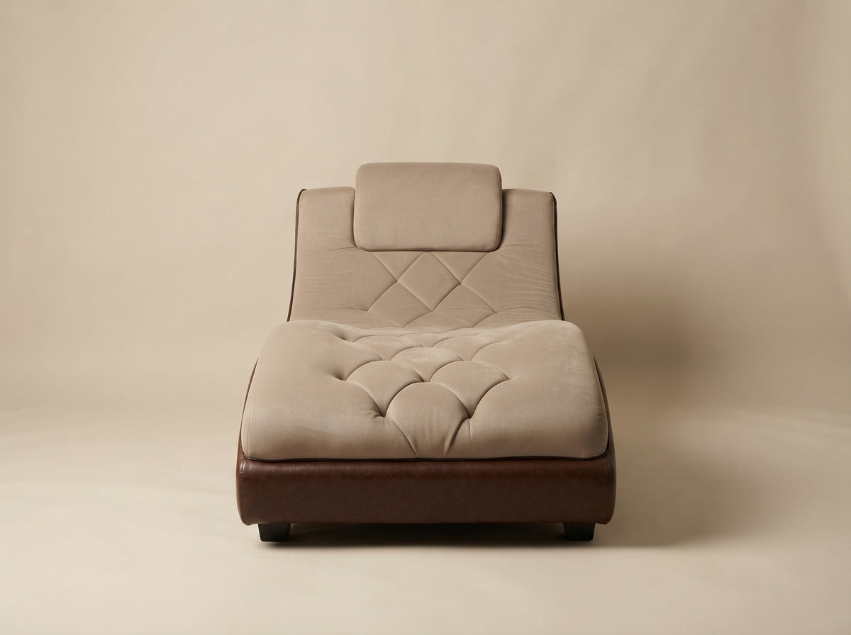 Suede Chaise Lounger — Taupe microfiber suede